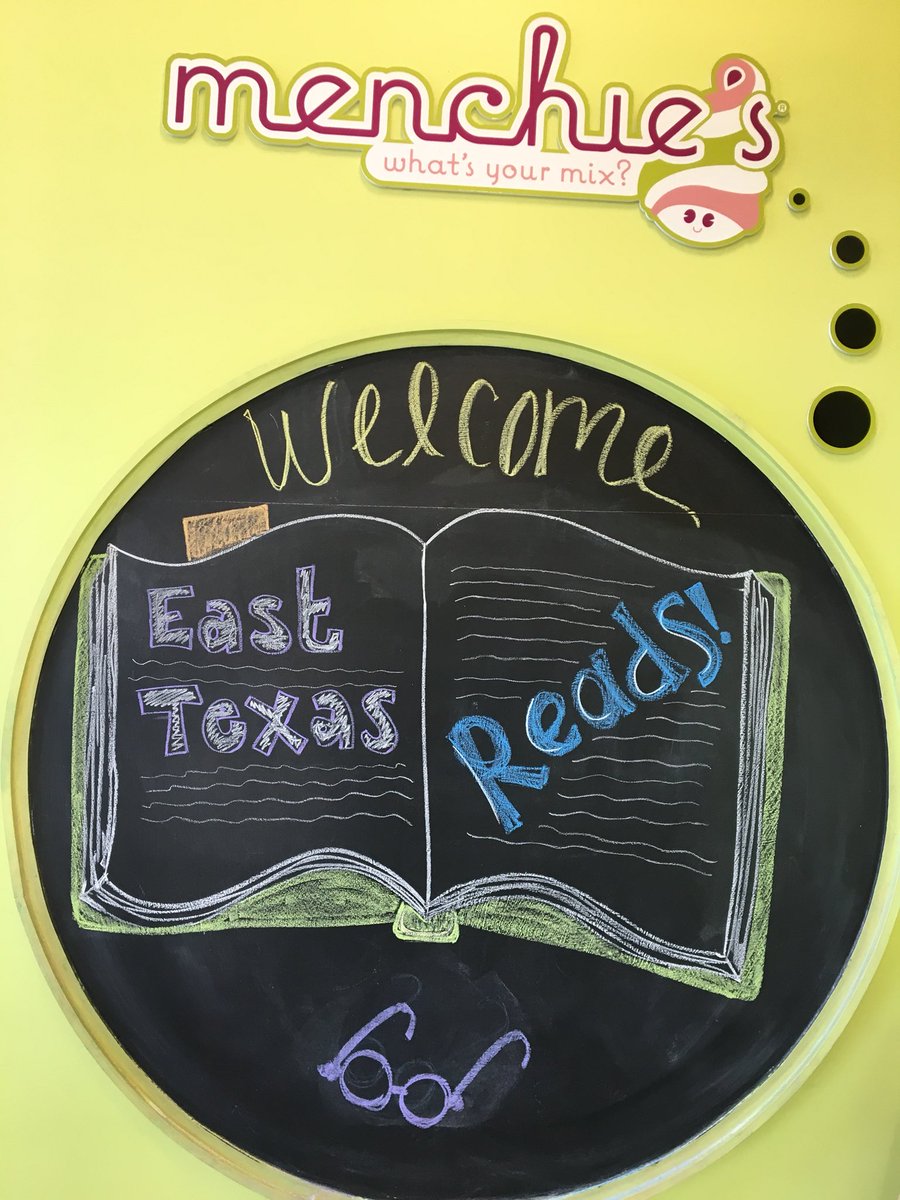 EastTexasReads's tweet photo. Now THAT’s a welcome!!! Thank you Menchie's at Hawkins Pkwy Center!! 

We are only 30 minutes away from an amazing Family Reading Night and I just heard our special guest is getting ready as we speak! #guesswho @myONreader https://t.co/4mFTED0E9j
