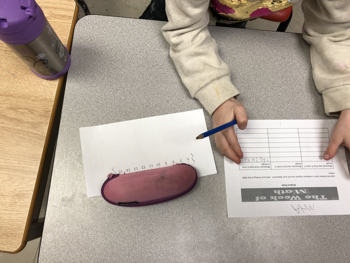 ShawnMoe19's tweet photo. Students, โWe can still measure the lengths correctly by subtracting the end number from beginning number!โ Exploring measurement and constant difference #TVDSBmath #OliverStephens #WeekofMath https://t.co/SV4hEGVIuU