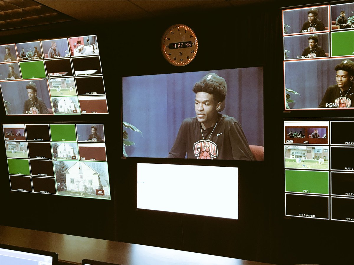CWU_CNW's tweet photo. WE ARE LIVE in the studio with GNAC freshman of the year @Khalilshabazz0 ! Tune in to hear more on the latest news he has for his CWU fans. #CWUCNW #MensBasketball https://t.co/jDAqp7rMCu