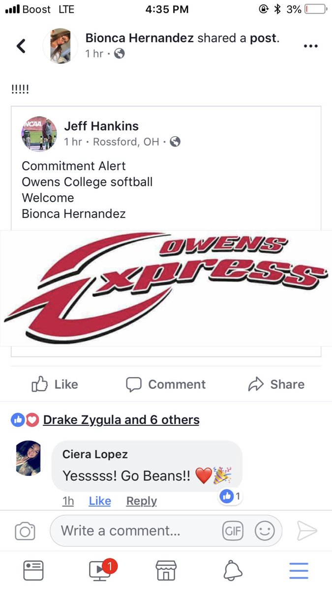 StartSoftball's tweet photo. Congratulations to alumni softball player @Bionca_camila02 for committing to Owens for softball! So proud of you Beans💚 https://t.co/GNZzikQCf7