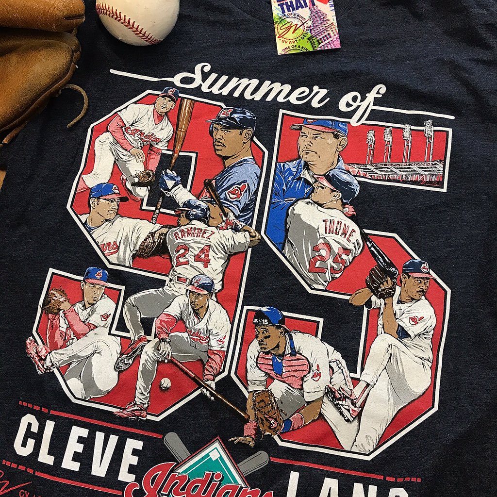 GVartwork's tweet image. Happy Birthday to Tribe Legend Omar Vizquel! RT and follow us for a chance to win a Summer of 95 shirt from my own personal collection! This has to be one of the greatest giveaway shirts ever. How many of you were able to get you're hands on one?