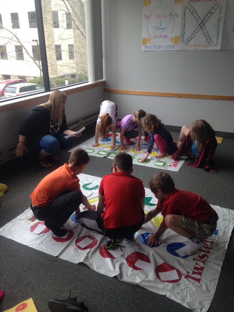 Bri_Bellan's tweet photo. Today during literacy day at the college, these 2nd graders played twister to practice and explore the -et, -it, -ate, &amp; -at spellings in words! 

How do you make learning fun? #langislit #literacy #literacyday #twister #gameswithpurpose #spelling #suffix https://t.co/UtEAZrQaMz