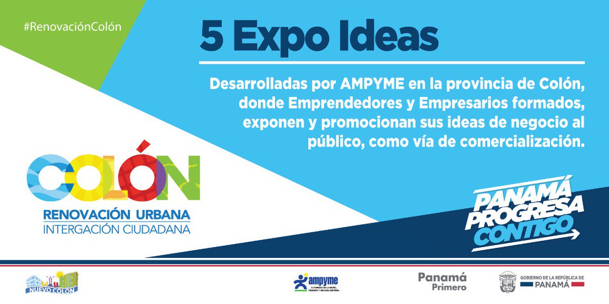 AmpymePanama's tweet photo. Con el fin de apoyar a los pequeños empresarios de la provincia de Colón, para promover y comercializar sus productos y servicios, AMPYME ha realizado 5 #ExpoIdeas. #RenovaciónColón #VamosColón https://t.co/FrgUzdXjLS