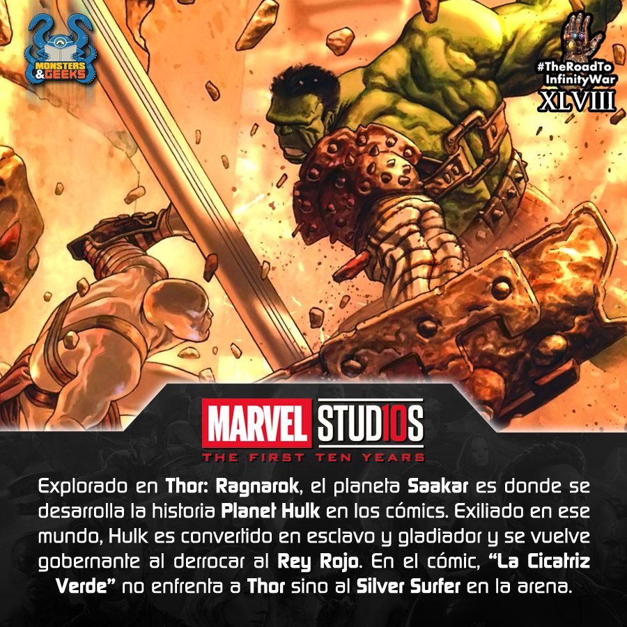 monstersngeeks's tweet photo. #MarvelStudios10years #TheRoadToInfinityWar #ThorRagnarok #Hulk #Saakar #PlanetHulk #RumboAInfinityWar #SabiasQue https://t.co/sMNU6wYoW5