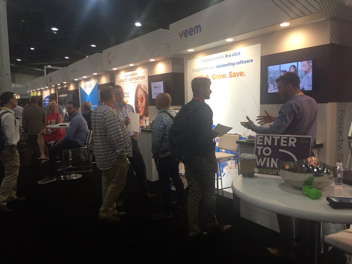 GoVeem's tweet photo. We’re wrapping up day 1 at #SuiteWorld2018, but we still have 2 days left! Come stop by booth 316 and learn more about the future of business payments! #GoVeem https://t.co/Yq4RVd8vvY