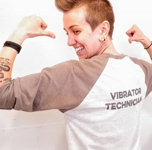followcrave's tweet photo. Scenes from our #BuildAVibe factory on our Crave Airstream at a recent stop at @SheBopTheShop in #Portland! Jack is one of our Vibrator Technicians. ๐ธ @oasiskatz. https://t.co/MiX5rV1Q3J
