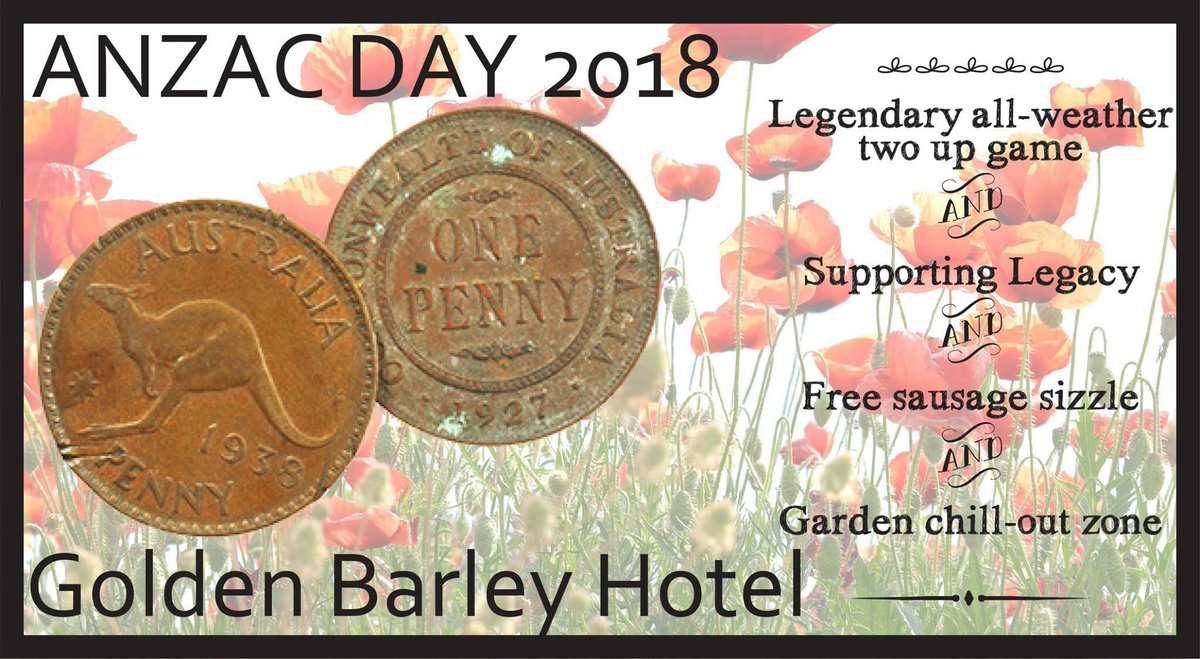 Two Up kicks off at 1pm, free sausage sizzle at 2pm. Throw some coins in the Legacy bucket, and we’ll match it!