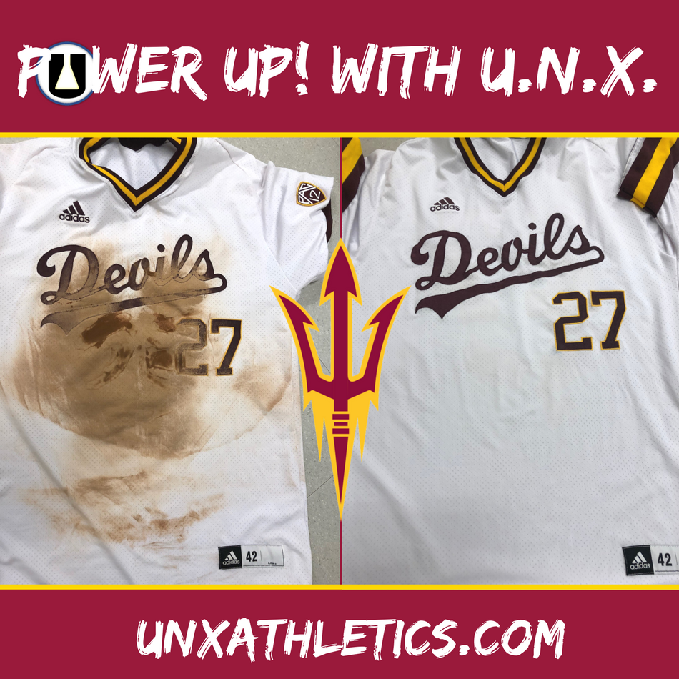 UNXinc's tweet photo. Thank you to @p_lo323 &amp; @ASU_Baseball for sending us these before and after pics! #ThisIsUNX #UNXclean #SpecTakClean #ClayOut #SpecTak #UNXExtremeClean #PowerUp @TheSunDevils #SunDevils #ForksUp https://t.co/mg143xc46W