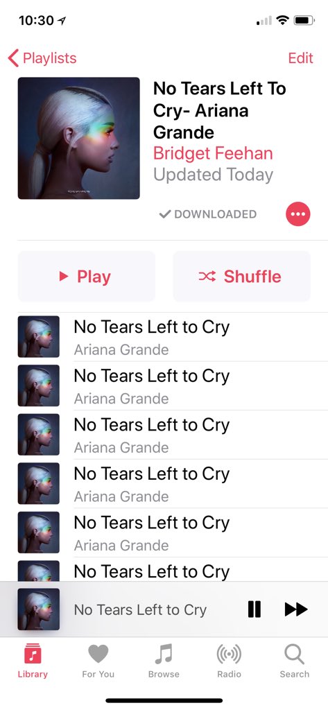 bridgetfeehan13's tweet photo. @ArianaGrande @ArianaTodayNet @ArianaAusUpdate @joangrande @RepublicRecords @ariupdatesaus #NTLTCStreamingParty #NTLTC #NoTearsStreamingParty #NoTearsLeftToCry #notearslefttocryspotify #notearslefttocryapplemusic #notearslefttocrystreamingparty ❤️❤️❤️❤️ https://t.co/ljnYPWE1nb