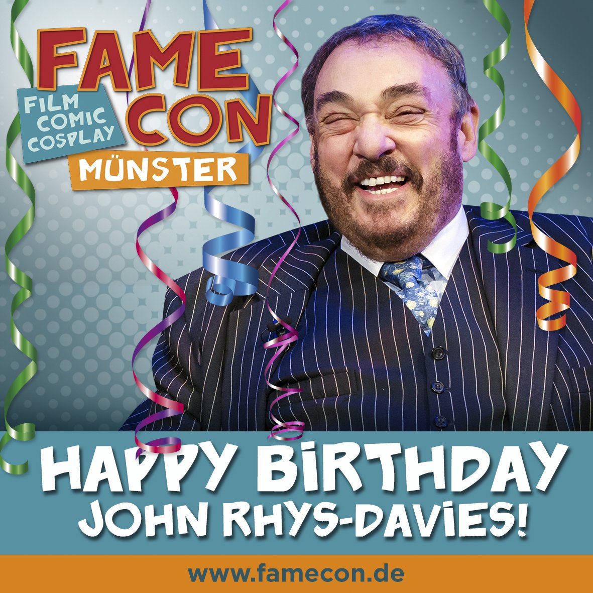 famecon's tweet photo. Das ganze #FAMECON Team wünscht John Rhys-Davies alles Gute zu seinem 74. Geburtstag!
Wir freuen uns ihn am 8. und 9. September in Münster als Gast auf der #FAMECON2018 zu begrüßen!

#Convention #JohnRhysDavies #Gimli #LordOfTheRings #IndianaJones #ShannaraChronicles https://t.co/PczYZ3c3UO