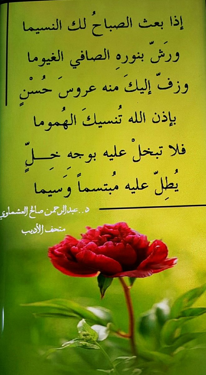عبد الرحمن العشماوي Twitterissa أزف إليكم تحي ة هذا الصباح الجميل م ض م خة بالش ذا والن دى وبش د و الطيور وأنفاس هذا النسيم العليل صباح الر ذاذ صباح الأزاهير والس ل س بيل العشماوي Https T Co 3awdsz5uu3