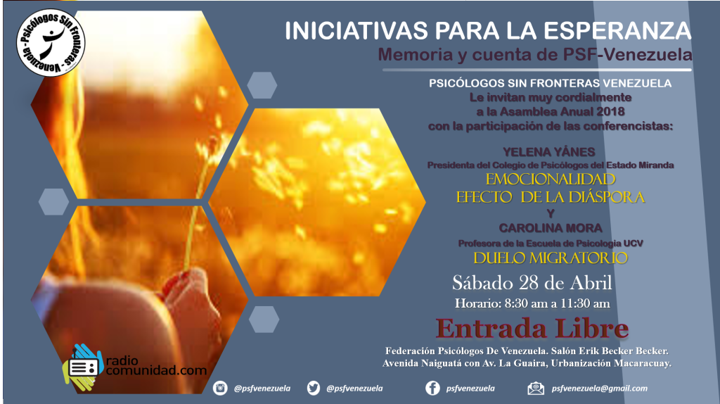 psfvenezuela's tweet photo. EN PSICOLOGOS SIN FRONTERAS VENEZUELA SE HABLARÁ SOBRE EL EFECTO DE LA DIÁSPORA https://t.co/5LQ8WimveF https://t.co/xFVZQYhOWc