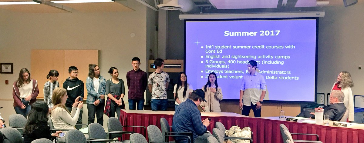 Thank you to the group of International Students currently attending <a href="/deltasd37/">DeltaSchoolDistrict</a>, who presented to our trustees at tonight’s Board Meeting. We loved hearing all your stories!