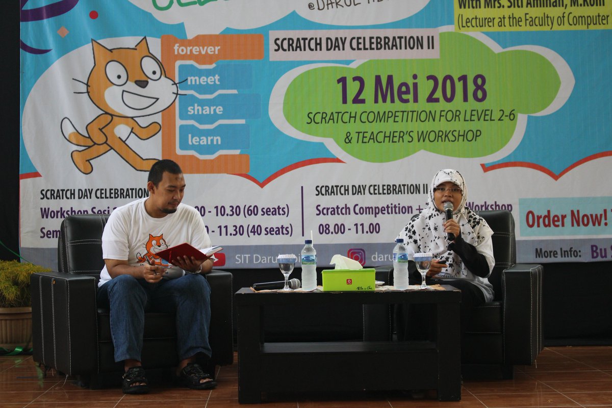Seminar "Get the Essential Life Skills in the 21st Century with Scratch" with Mrs. Siti Aminah, M.Kom. &amp; Scratch Workshop, Saturday, 12 April 2018.  
Road to International Scratch Day Celebration 2018 <a href="/sitdarulabidin/">darulabidin</a> <a href="/scratch/">Scratch Team</a> #Scratch #ScratchDay