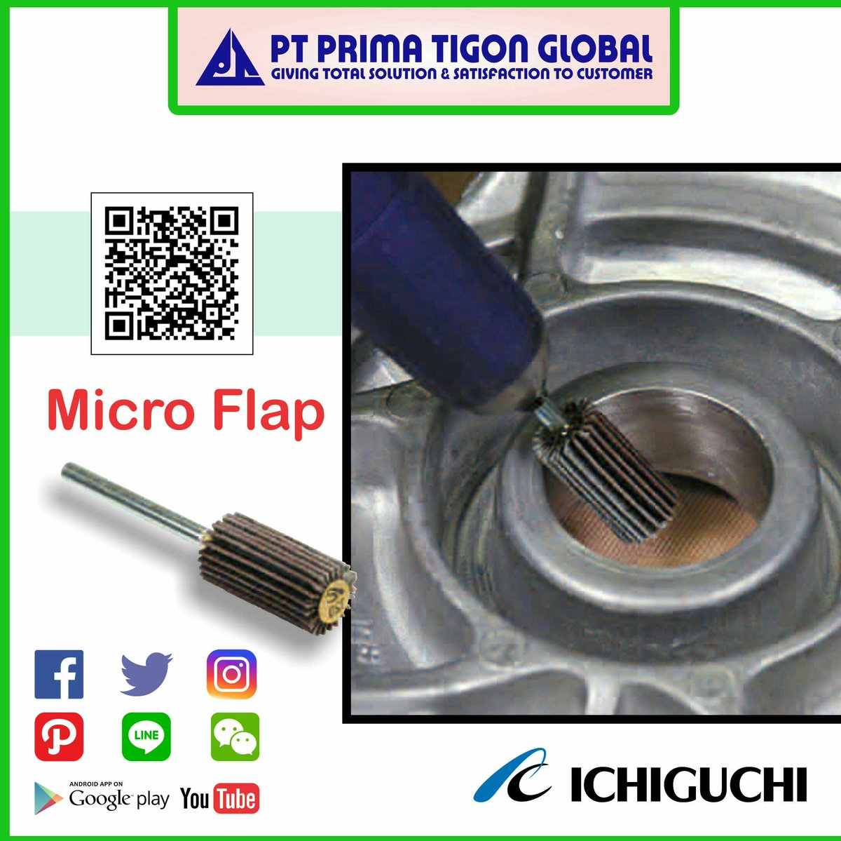 primatgnglobal's tweet photo. Micro Flap sangat ideal untuk pekerjaan seperti modifikasi bagian mesin secara detail.
Flapwheel digunakan untuk finishing logam.
#ichiguchi #abrasivetools #polishing #deburring #primatigonglobal https://t.co/Abk5aLYstY