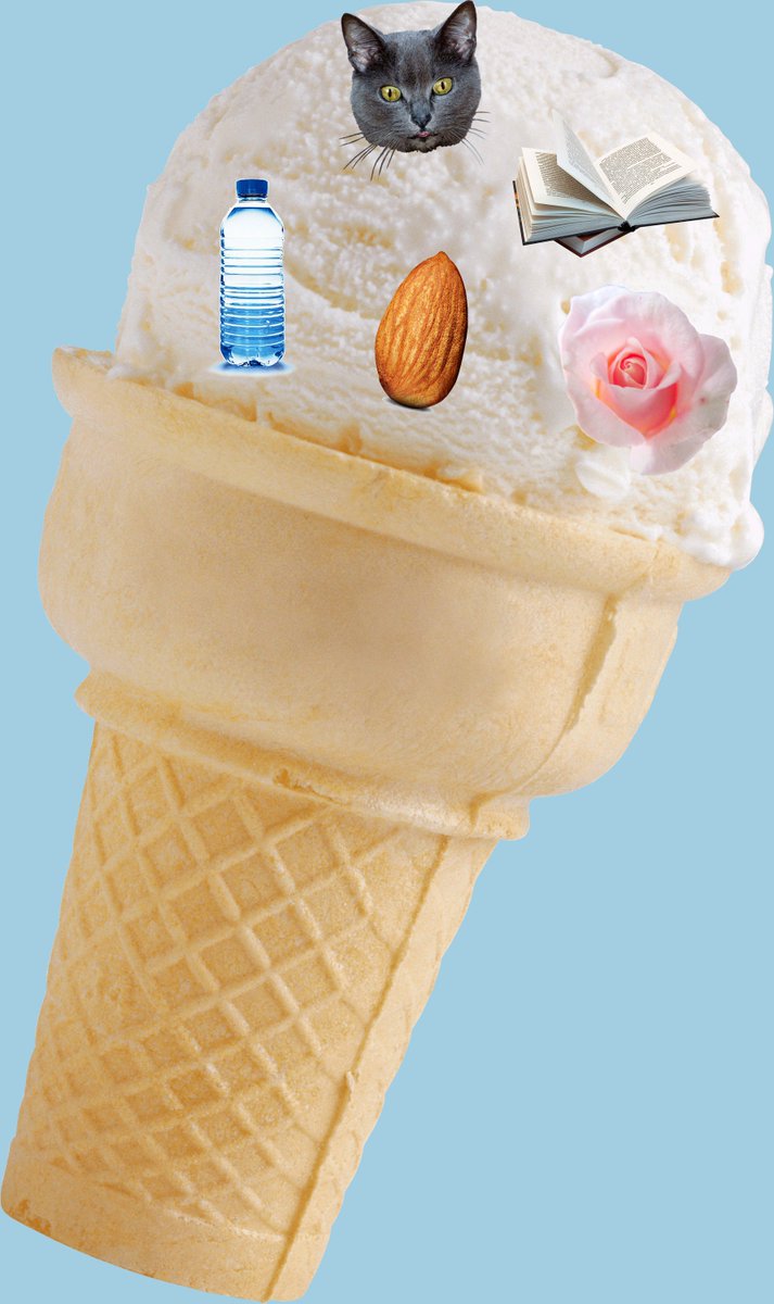 laasarge's tweet photo. @ds106dc Wow, delicious! Cats, books, water, pink/flowers and almond in one delicious sugar cone. https://t.co/6VYHFvUktb
