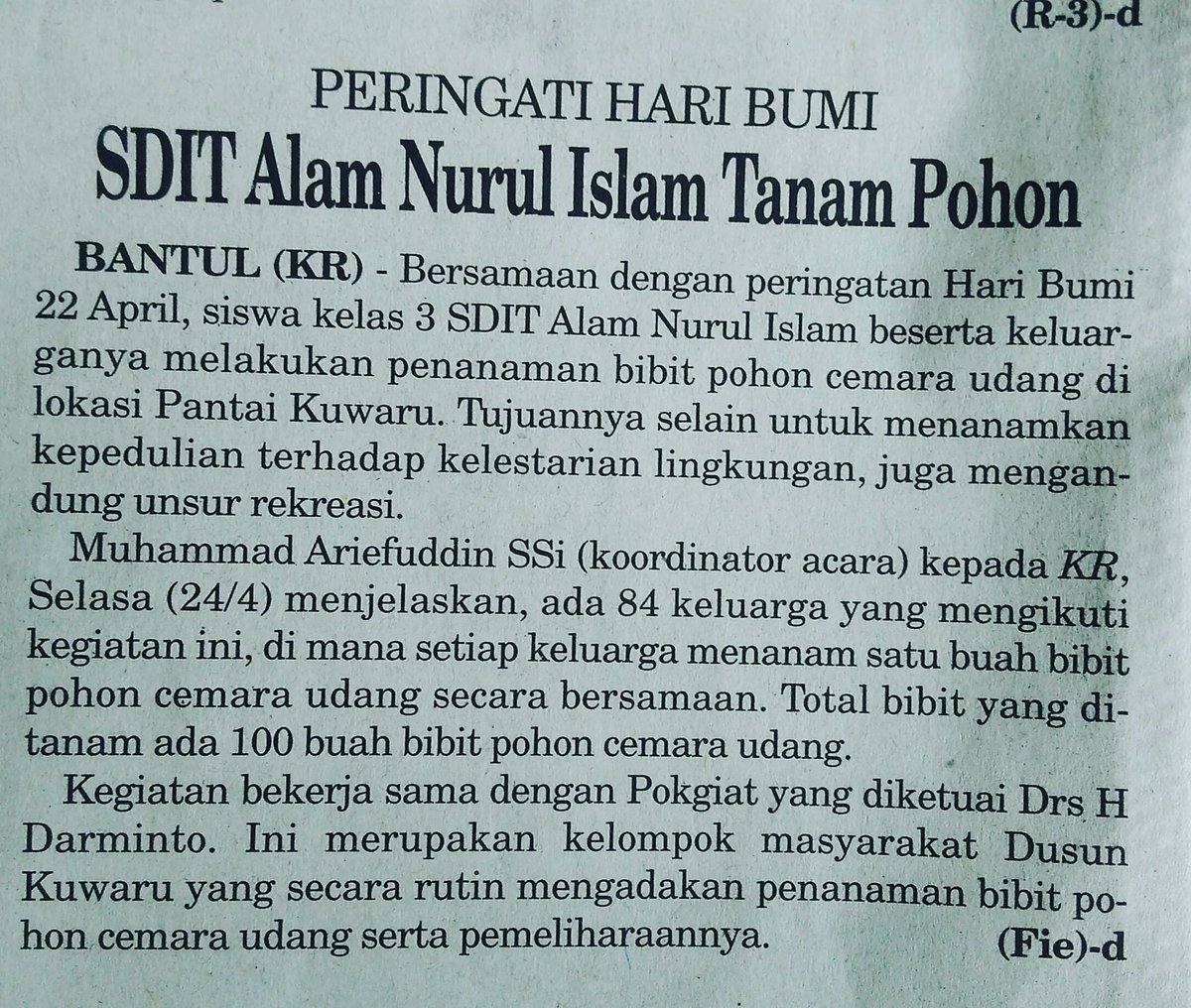 sditalam's tweet photo. Liputan KR Aksi Hari Bumi Tanam Pohon Cemara Udang @WALHI_Jogja @walhinasional https://t.co/YNxugrrRQO