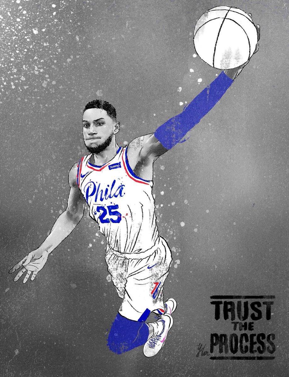 Yu Ming Huang 黃昱銘 Trusttheprocess Sixers Heading To The Second Round Bensimmons Is Amazing In This Series Illustration Art Bensimmons Nba Nba Nike 76ers Branding Advertising Socialmedia Nbaart Editorialart