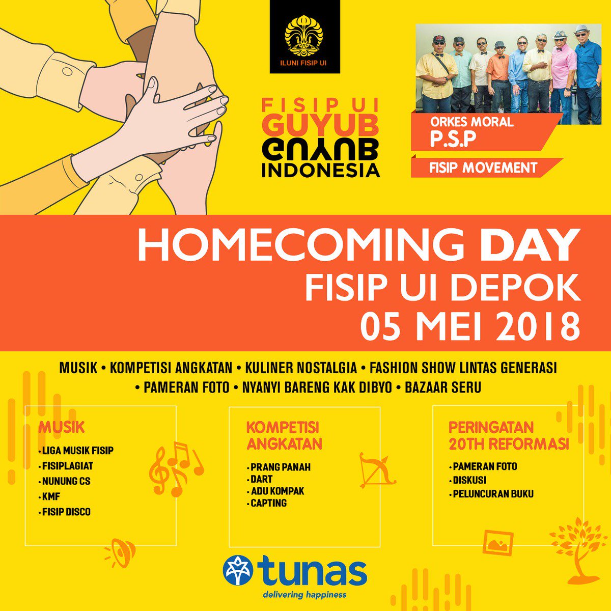 iluni_fisipui's tweet photo. Terima kasih atas dukungan dan partisipasi  dari @TunasRidean , PT Sentra Niaga Bersama, PT Sentra Bintang Energy @BNI @BNI_AM @McDonalds_ID   untuk #HCDFISIPUI2018 
Nah, ada promo apa ya dari mereka di hari itu....penasaran?  datang aja langsung ke FISIP UI, 5 Mei 2018 https://t.co/1497nfkNk6
