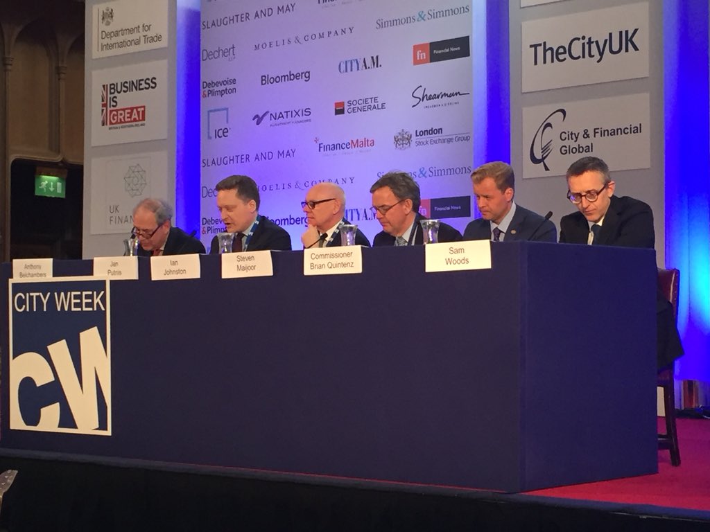 CFTCquintenz's tweet photo. An honor to be on a panel with such esteemed fellow financial regulators at #CityWeek2018. (And how awesome to be in Guild Hall - by far the coolest and most historic venue I’ve experienced for a financial conference!). https://t.co/mR2AQzlEGn