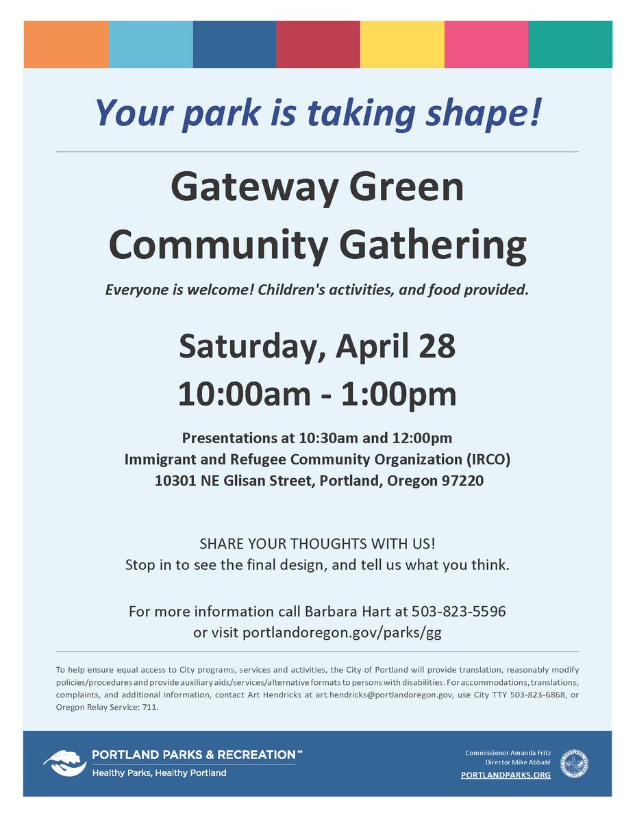 gatewaygreenpdx's tweet photo. Join us for the reveal of the final design for the build out of Gateway Green - Sat Apr 28, 10am - 1pm. https://t.co/SdGPUKB0Ud