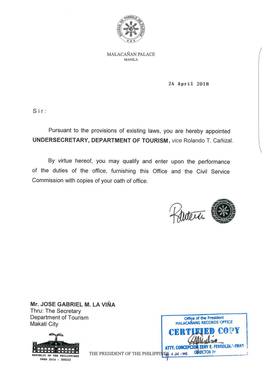 piaranada's tweet photo. LOOK: Sacked SSS executive Pompee La Viña appointed tourism undersecretary by President Duterte. Yet Duterte had fired him supposedly for abusing public funds. @rapplerdotcom https://t.co/q7K2nW5ga3