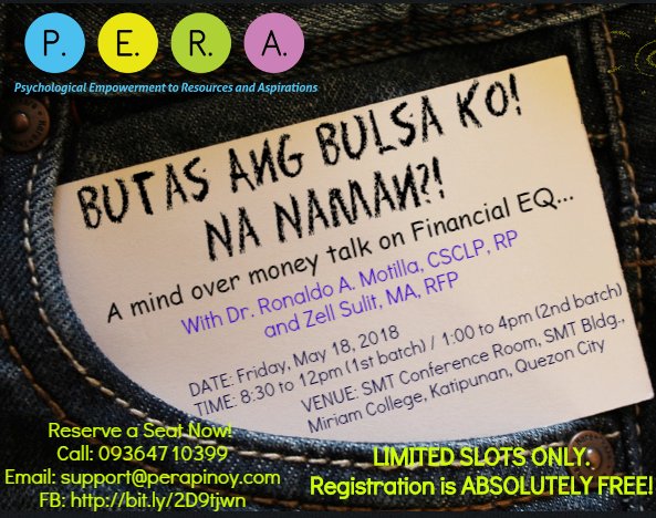 P E R A Inc Butas Ang Bulsa Ko Na Naman A Mind Over Money Talk On Financial Eq For More Information Proceed To The Link Below T Co Oplqfhpe T Co Pfarusd86e P E R A Inc Butas Ang Bulsa Ko Na Naman A Mind Over Money Talk On Financial Eq For More Information Proceed To The Link Below T Co Oplqfhpe T Co Pfarusd86e