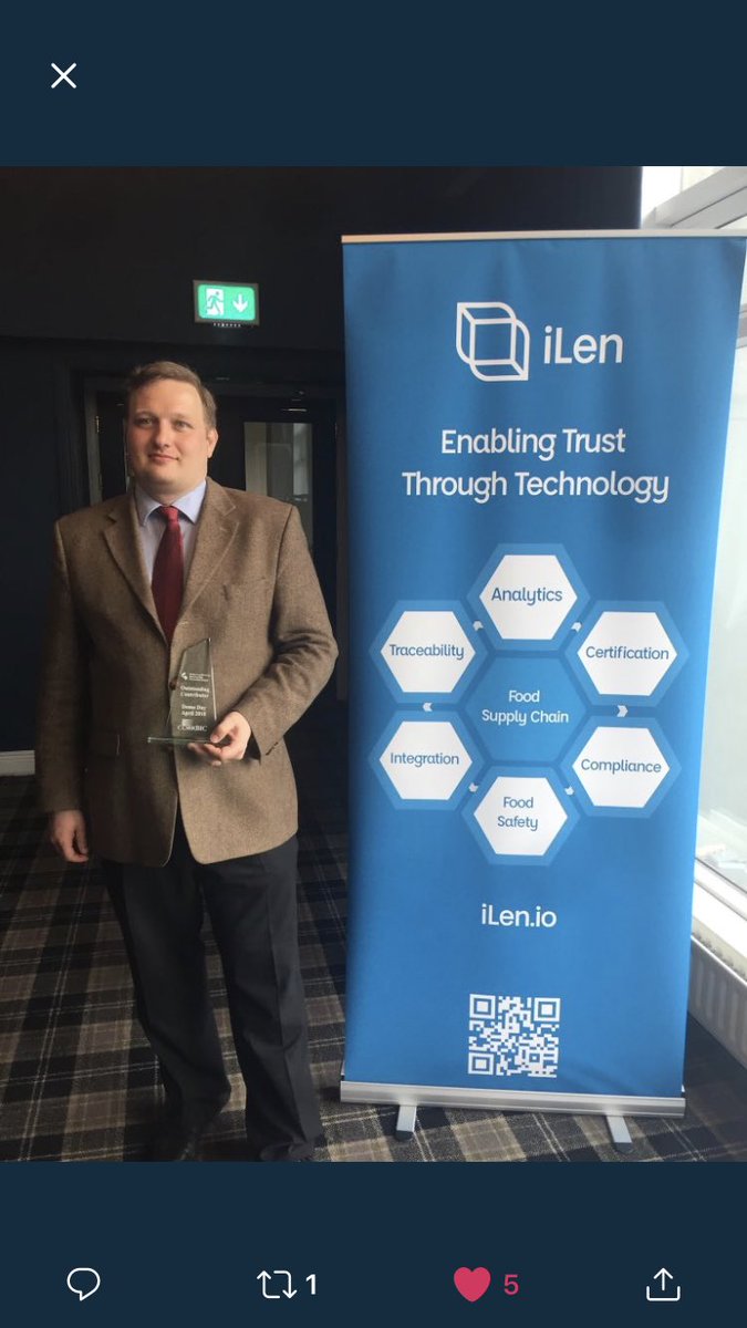 @johannes_cork from <a href="/ilen_io/">iLen.io</a> was awarded the Outstanding Contributor trophy at the @CorkBIC <a href="/CorkAccel/">International Security Accelerator</a>  demo day. He truly deserved this award as he has been a pleasure to work alongside and has a wealth of knowledge in all things tech 👌🏻