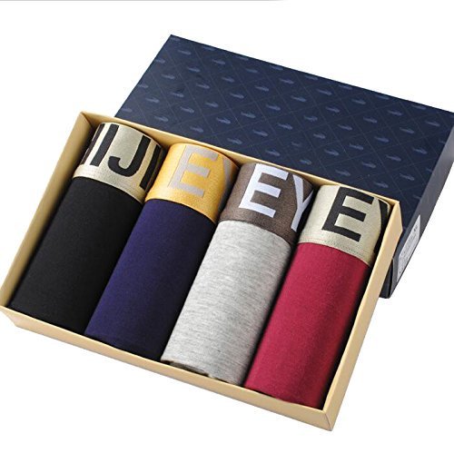 EYUSHIJIA Mens 4 Pack No Ride-up Breathable Bamboo Fiber Modal Boxer Briefs