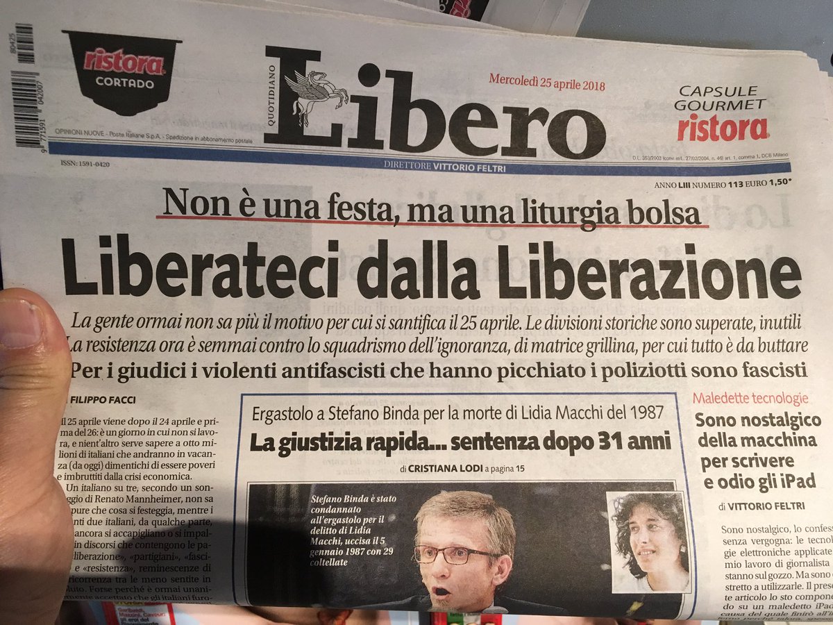 Liberiamoci di Libero.
Ridiamo tutti in faccia a chi lo legge.
Una risata li seppellirà.
#IlMioRisoLibero