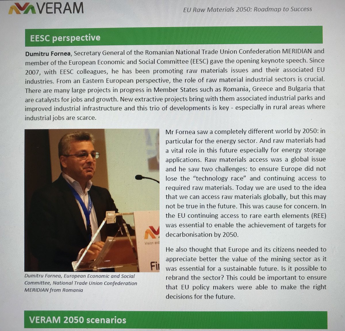 ForneaDumitru's tweet photo. "EU Raw Materials 2050: Roadmap to Success"  took place in Brussels on 17 April 2018. This Horizon2020 funded project brought together diverse stakeholders https://t.co/xLbC04xpFm https://t.co/u7fzplxsAo