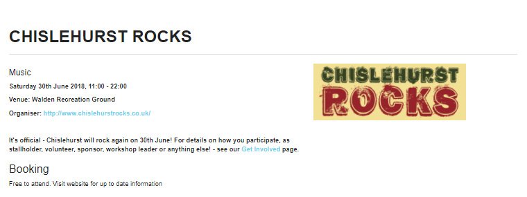 #Events CHISLEHURST ROCKS 2018 <a href="/ChisRocks/">Chislehurst Rocks!</a> bit.ly/2vei81Q WoW local event notifications are brought to you courtesy of our sponsor <a href="/SVonTheRoad/">Pizza on the Road</a> #mobile #woodfiredpizza #catering