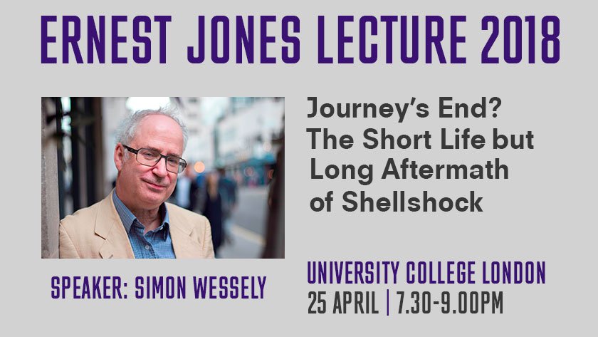 Join <a href="/WesselyS/">Simon Wessely</a> for 'Journey's End? The Short Life by Long Aftermath of Shellshock' - a lecture on military #mentalhealth <a href="/UCL/">UCL</a> tonight at 7.30pm. Tickets are £15 bit.ly/2nMp5B7 | <a href="/rcpsych/">Royal College of Psychiatrists</a> <a href="/KingsIoPPN/">Institute of Psychiatry, Psychology & Neuroscience</a>