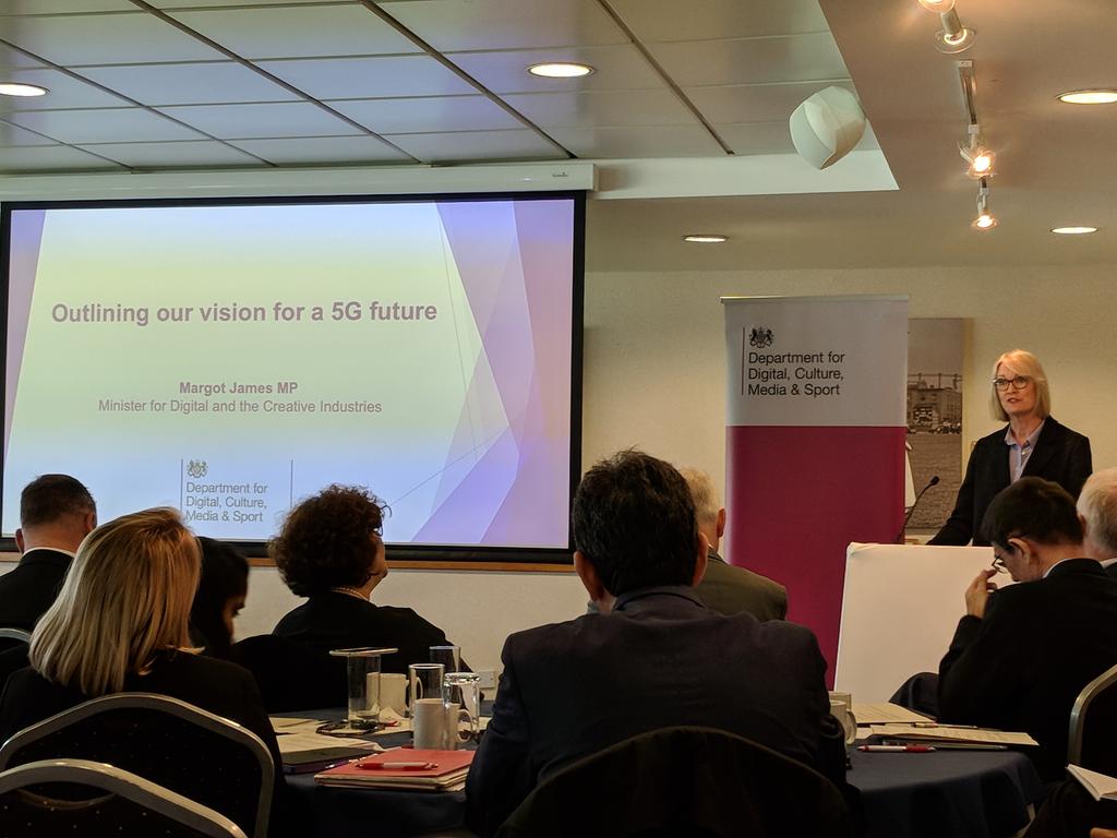 Margot James MP, Minister for Digital and Creative Industries outlines the vision for a 5G future #UK5G <a href="/DCMS/">Department for Culture, Media and Sport</a>