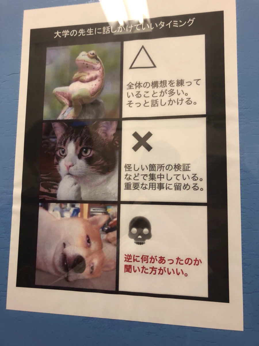大学の先生に話しかけていいタイミングとは？この貼り紙を見ればわかるｗｗｗ