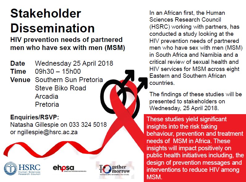2gether2morrow's tweet photo. We'll be tweeting live from #Pretoria today - disseminating #TogetherTomorrow research findings to stakeholders about the #HIV prevention needs of partnered men who have sex with men @HSRCza @EHPSAprog @DFID_Inclusive #MSM #LGBT #PositiveVibes https://t.co/GWvuyiTkSW