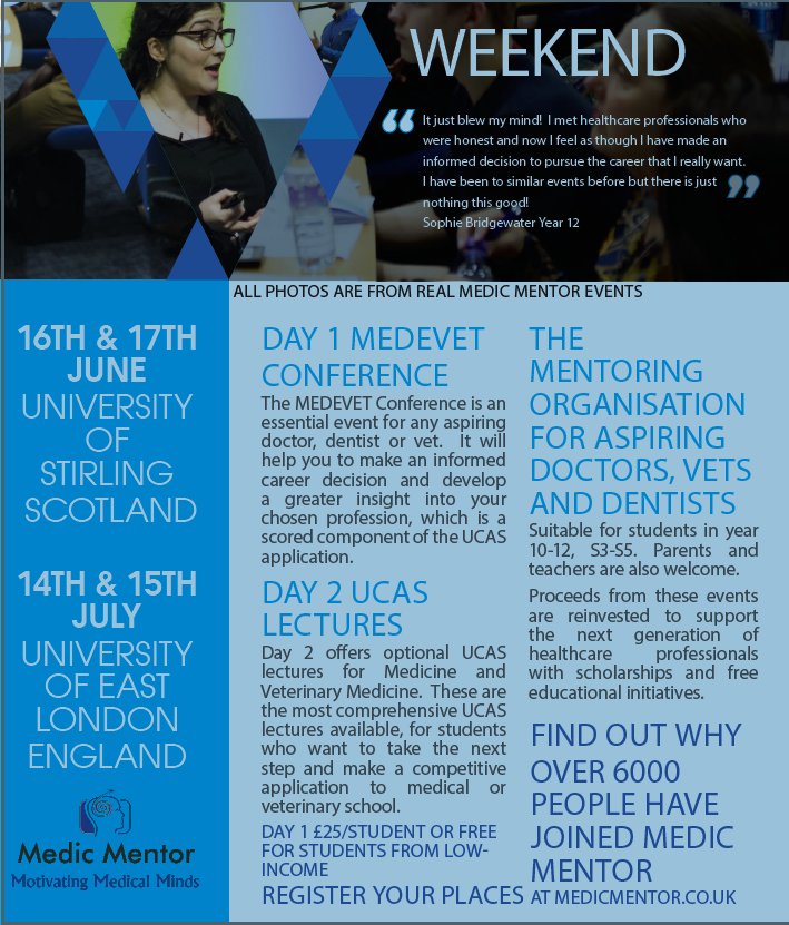 Interested in Medicine, Dentistry or becoming a Vet? Sign up now for this years Medevet Conference in Stirling.