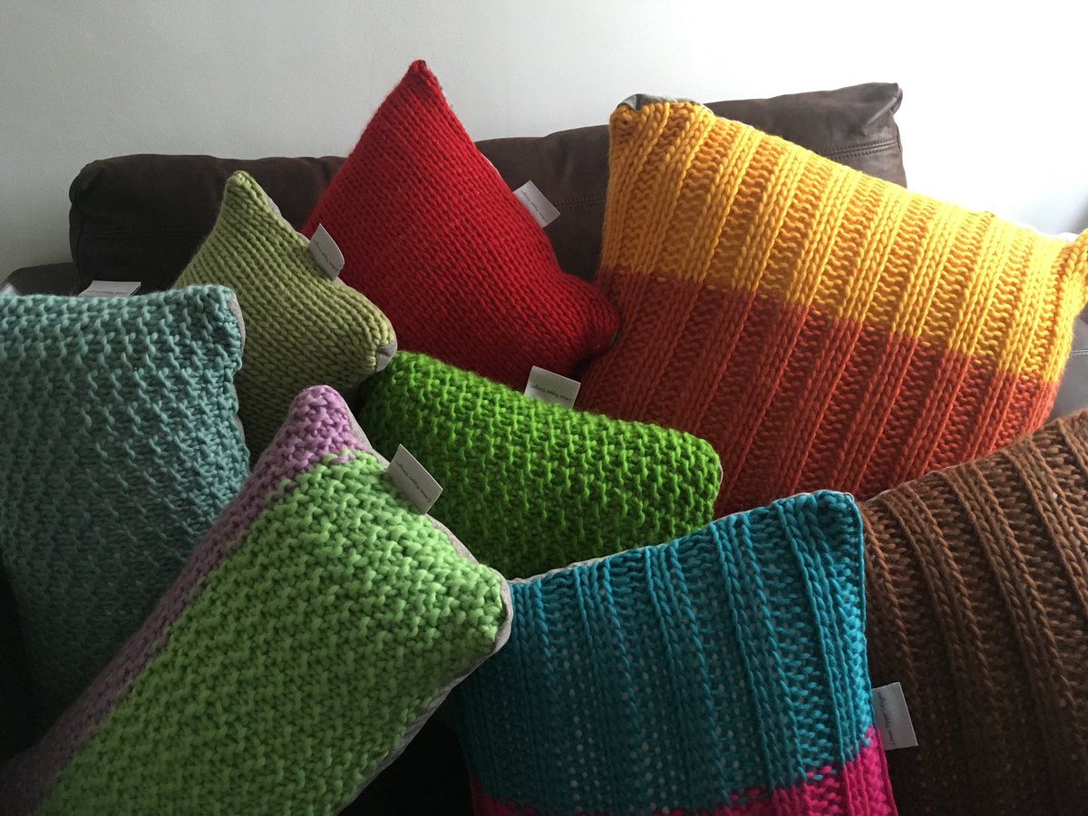 Just some of the beautiful handmade Merino cushions I have on sale at the #StepInsideCL  Country Living Spring Fair this weekend.  #merino #handmade #spring #wool #knitting