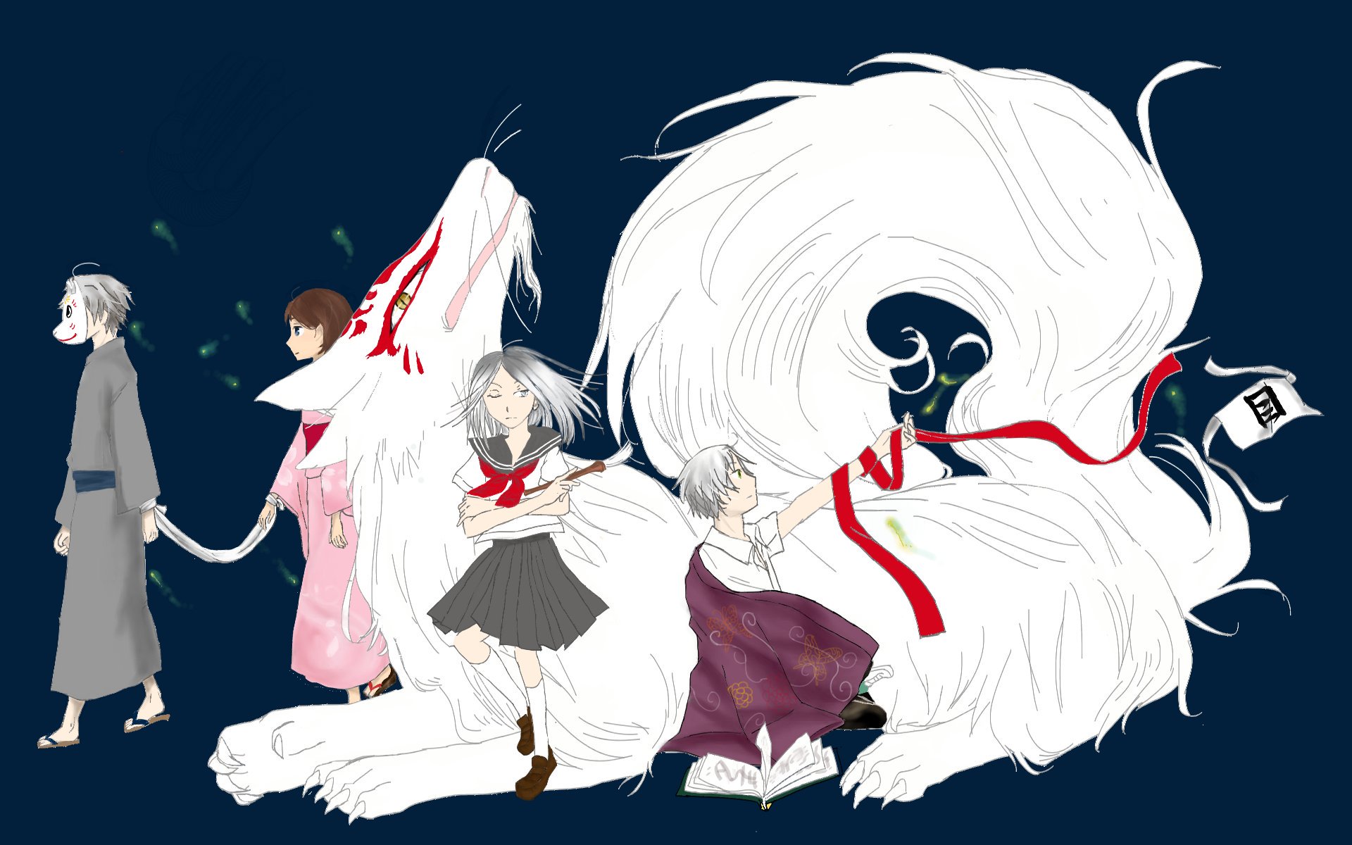 Twitter 上的 雪峰 ゆきみね こんぺいとう 夏目友人帳 蛍火の杜へ 夏目貴志 夏目レイコ 斑 ニャンコ先生 銀 蛍 夏目友人帳 と 蛍火の杜へ のキャラクターを一緒に描いてみました T Co La2eksm2sx Twitter