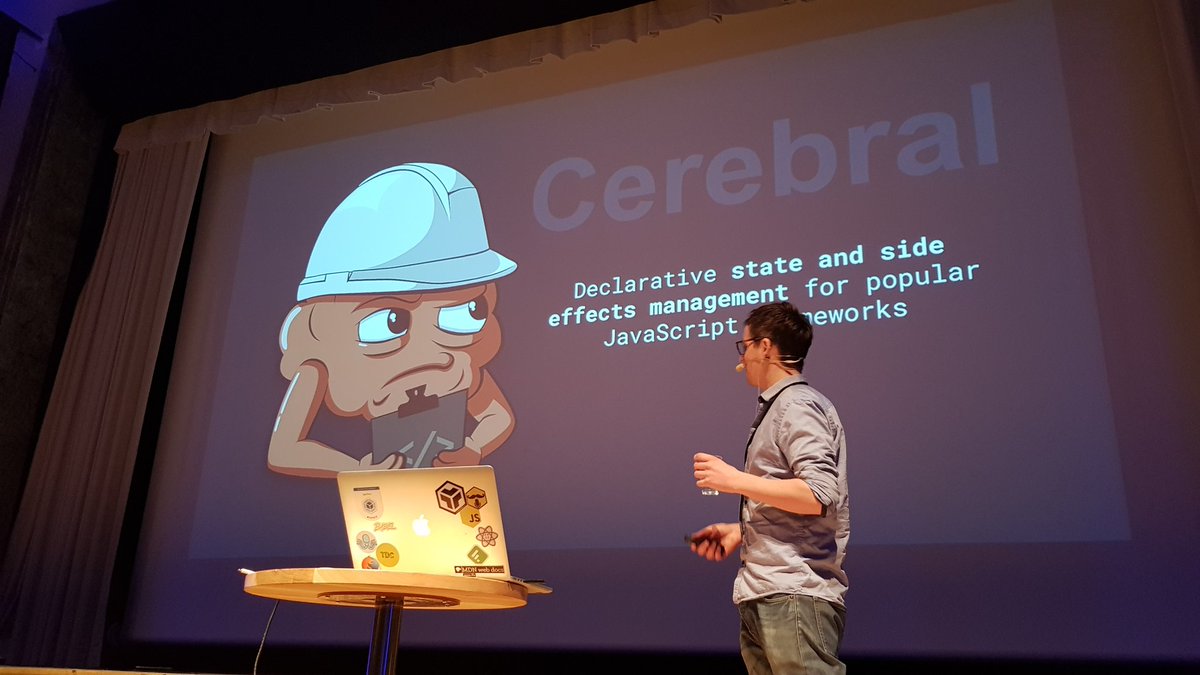 mweststrate's tweet image. @christianalfoni sharing the story of refactoring @codesandboxapp to @cerebraljs. The high level orchestration of logic and the debugger are really impressive! #reactfinland