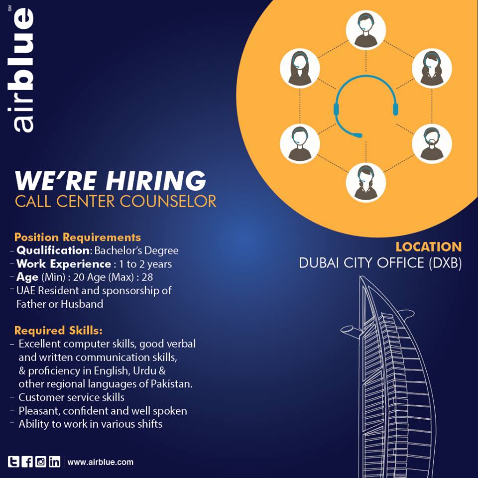 watch_aviation's tweet photo. #Airblue #Hiring
Position:Call Center Counselor 
Location: Dubai City Office
For online applications, visit https://t.co/ECBVEPU7ui https://t.co/Kd9I6NxBo6