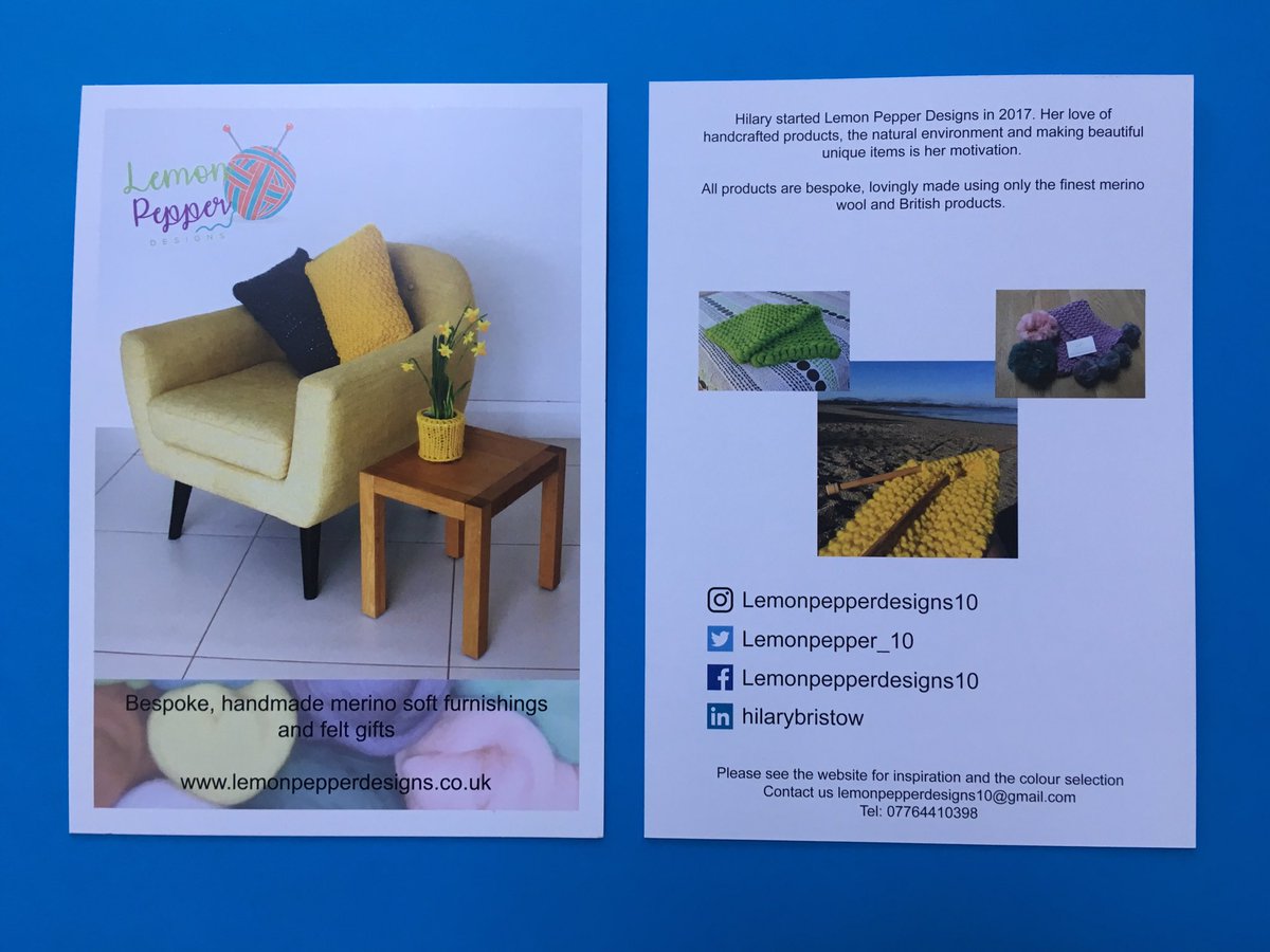 Lemon Pepper Designs promo double sided postcards have arrived. I think they are fab. Thoughts? #StepInsideCL #merino #wool #spring