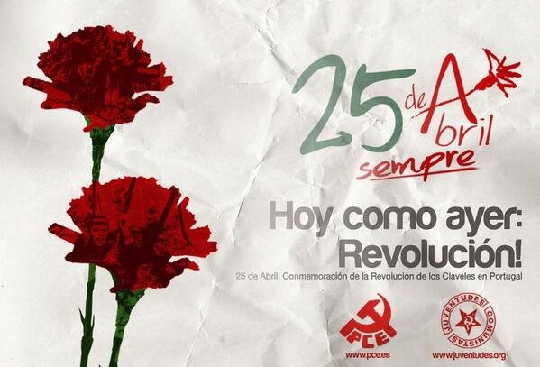 elpce's tweet photo. Feliz aniversario de la Revolución al pueblo portugués y al #PCP
¡Viva el #25deAbril! https://t.co/fc5XENu1Ug