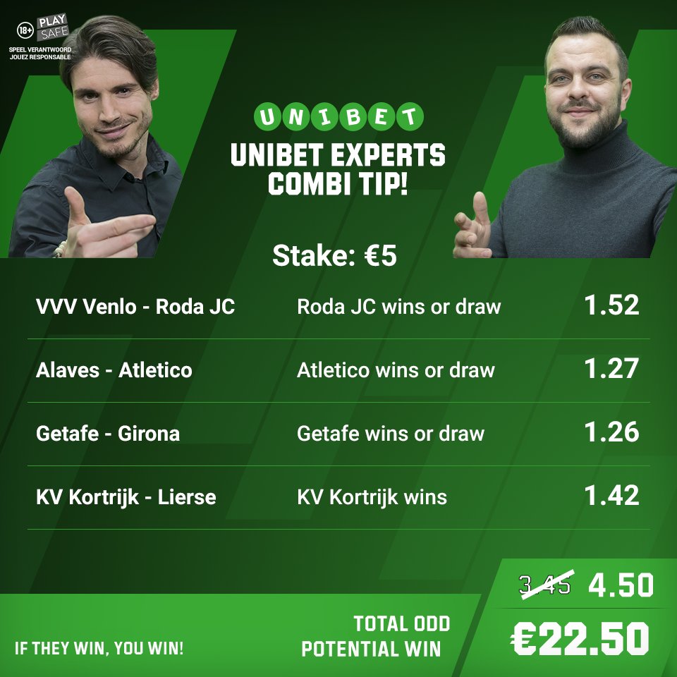unibetbelgium's tweet photo. ๐ค WIN โฌ22,50 Bonus Money! ๐ค
๐ & โค๏ธ๏ธ the image of the Expert Combi Tip & win the potential pay-out!
๐โโ๏ธ 5 winners who Liked & RTed this visual IF the bet is winning!
Combi Tip
NL ๐ https://t.co/jDYoFxdcKq
FR ๐ https://t.co/G0v6RPm0oT
๐ T&C apply
#UnibetExperts https://t.co/BYzNEGCTHq