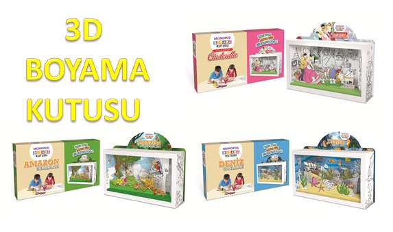 3D Boyama Sahneleri.Amazon Ormanları,Akvaryum,Cinderella.Eğitici Boyama Sahneleri
