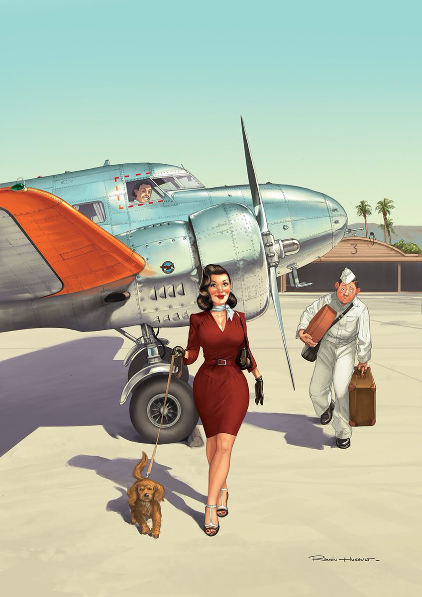Electra. #pinup #pinupwings #romainhugault #art #illustration #avgeek #lockheed #lockheed12