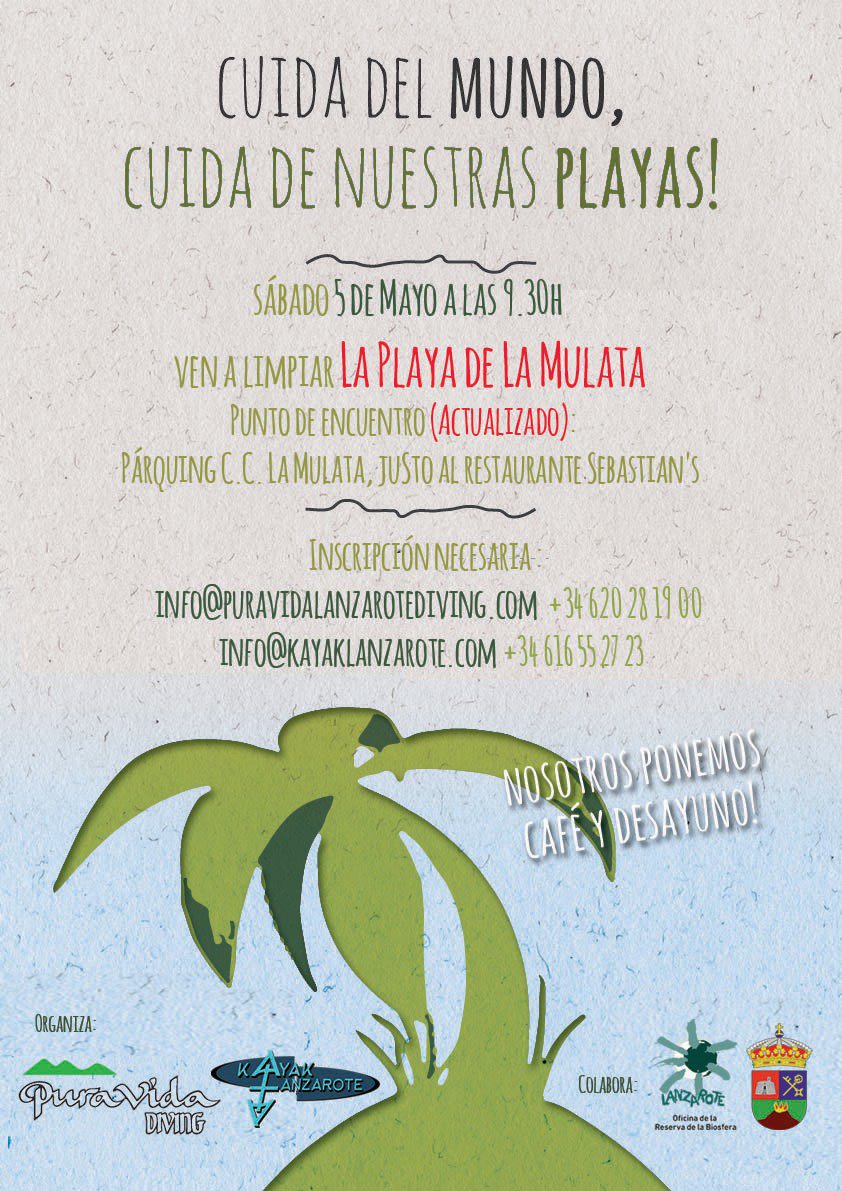 Ya se acerca nuestra cita con el medio ambiente📅😍! 5 de mayo a las 9.30h nos encontraremos en el centro comercial La Mulata en #playablanca. En mayo #limpiezadeplaya🌍♻. Un sábado para cuidar un poquito más del mundo y así cuidarnos a nosotras mismas❤👏!