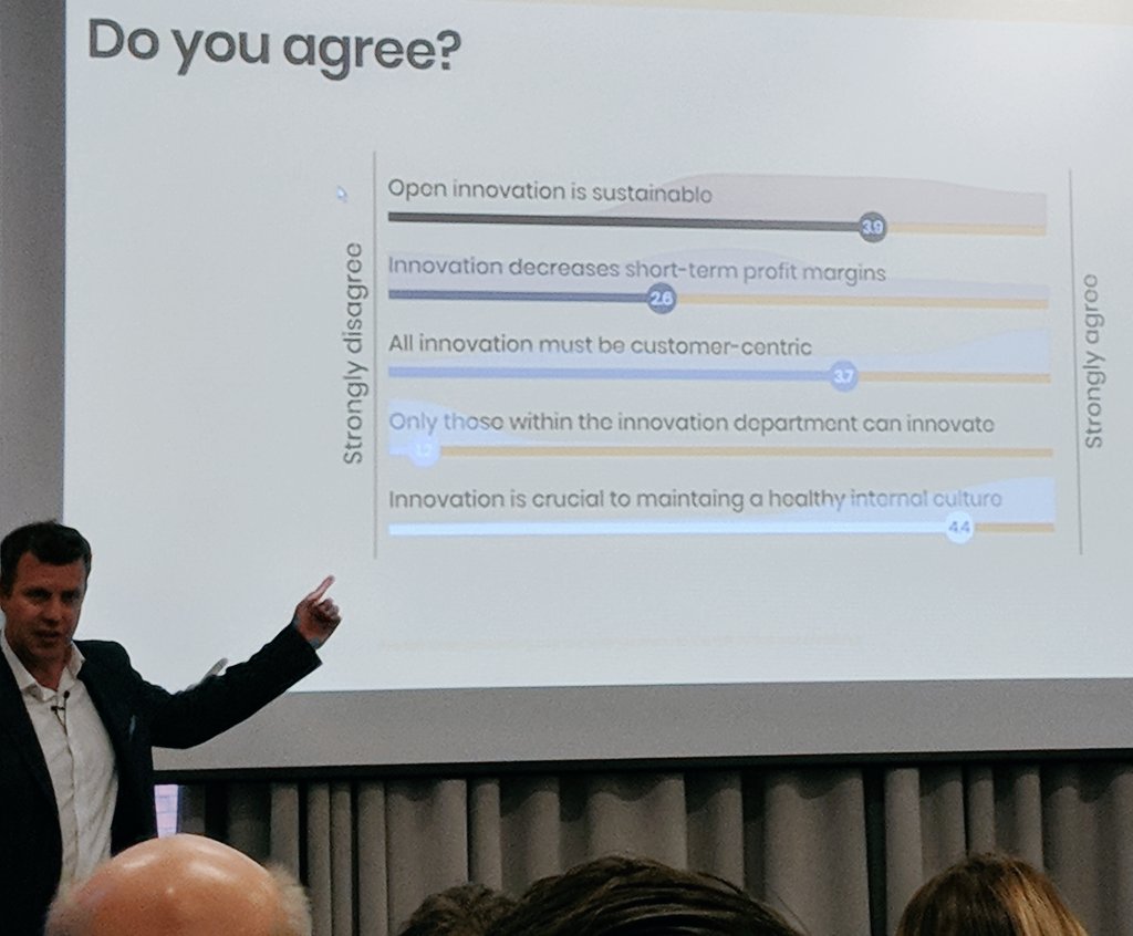geroter's tweet photo. Really interesting: Room is split down the middle on whether or not I decreases short term profit margins. #openinnoeu https://t.co/ngis6USmZz