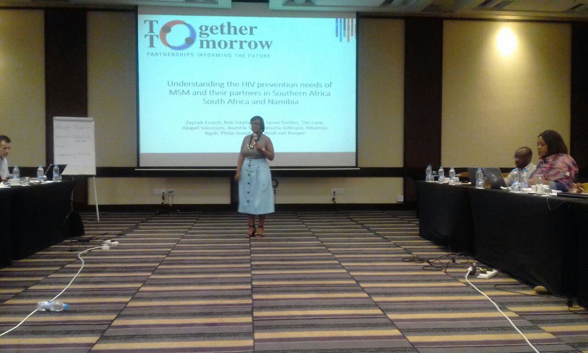 2gether2morrow's tweet photo. Dr Zaynab Essack from @EHPSAprog says the study to understand the #HIV prevention needs of #MSM in #SA and #Namibia focussed on over 600 couples over 18 years old who had been in a relationship for more than 3 months
#TogetherTomorrow https://t.co/2soDS7uCjr