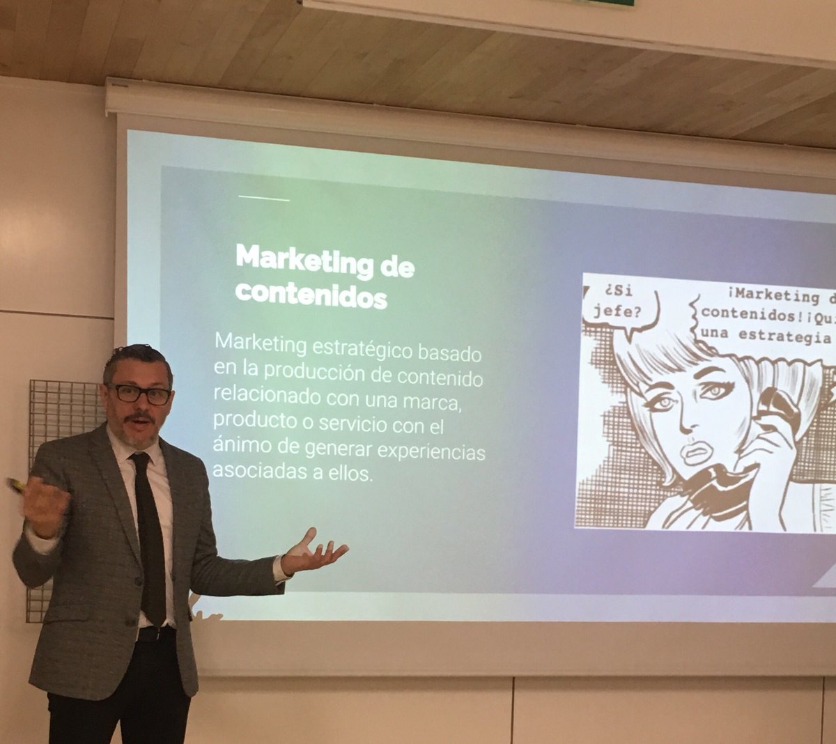 Metropoliscomu's tweet photo. El contenido sin intención no es marketing (brand awareness, engagement,...) nos dice @madclimber en @anunciantesCAN @paletexpress https://t.co/hVyPE5dRZo